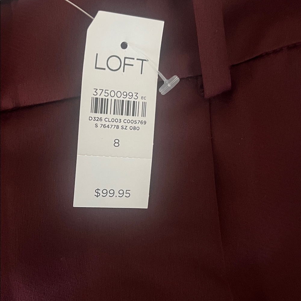 LOFT Deep Burgundy Women's Satin Trousers - Picture 5 of 5